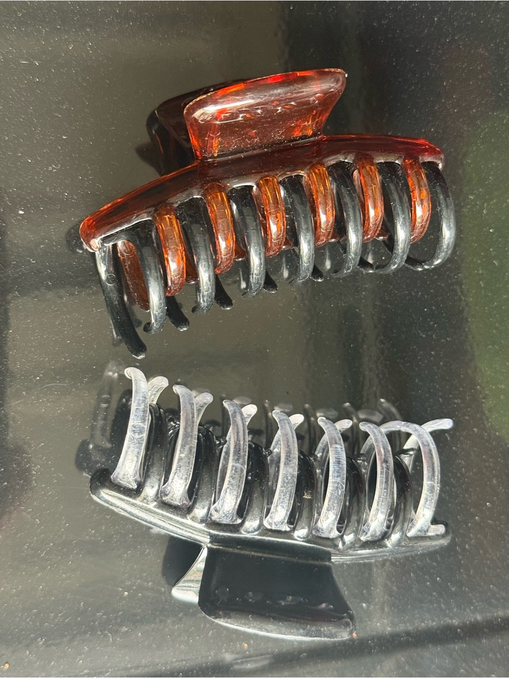 2-Pack Hair Claw Clips - Tortoise Amber & Black